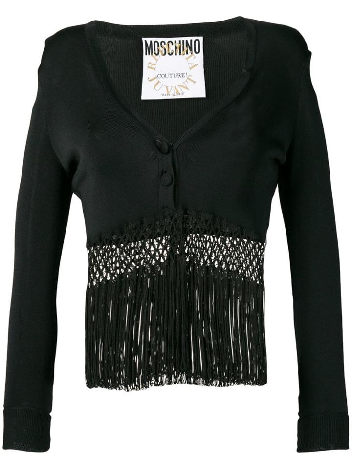 Moschino Vintage 1990's Fringed Cardigan Top - Black