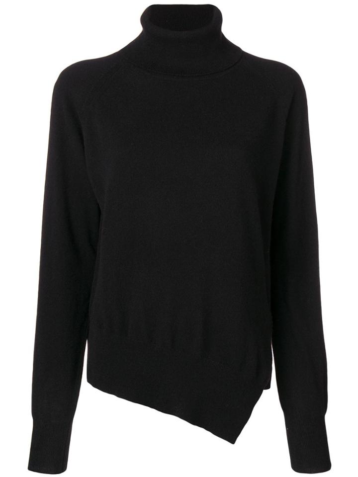 Zanone Asymmetric Roll Neck Jumper - Black