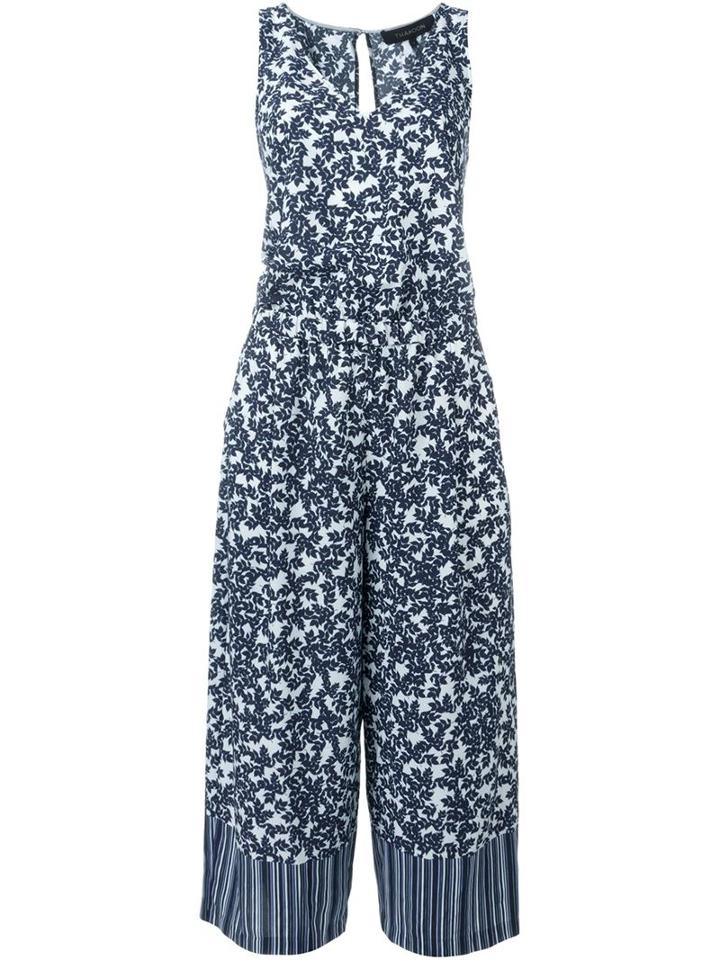 Thakoon Floral Print Loose Jumpsuit, Women's, Size: 8, Blue, Polyester
