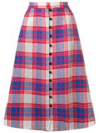 Novis Plaid Print Buttoned Skirt - Red