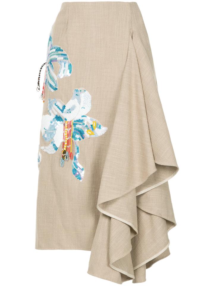 Romance Was Born Ritual Embroidered Skirt - Nude & Neutrals