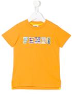 Fendi Kids Logo Print T-shirt, Toddler Boy's, Size: 3 Yrs, Yellow/orange