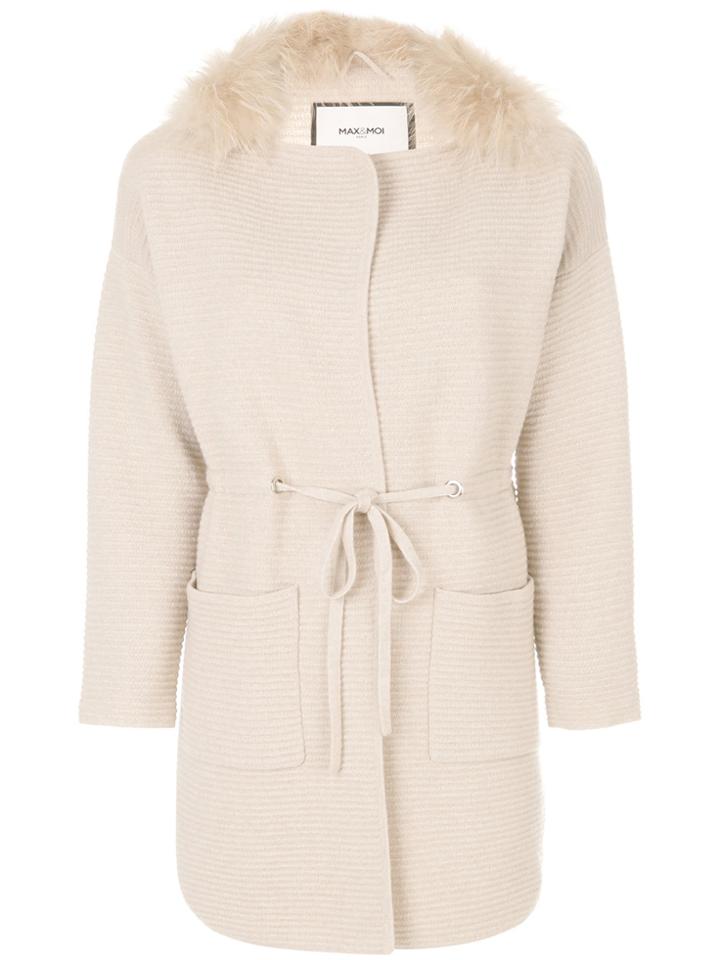 Max & Moi Belted Ribbed Cardigan - Nude & Neutrals