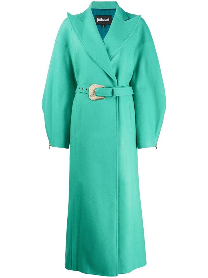 Just Cavalli Oversized Belted Midi Coat - Green