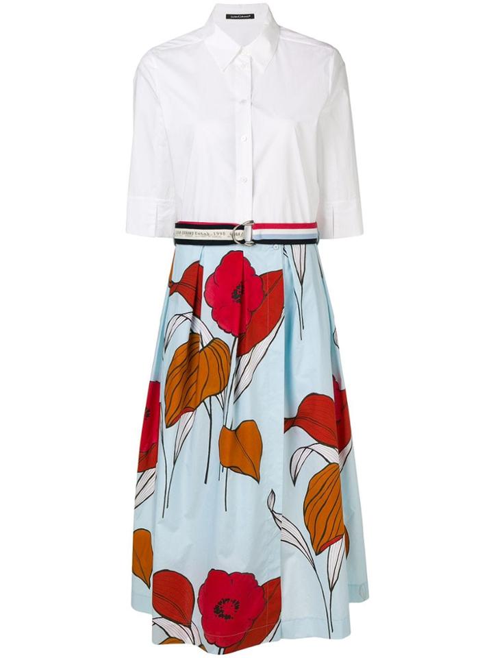 Luisa Cerano Contrast Flared Shirt Dress - White