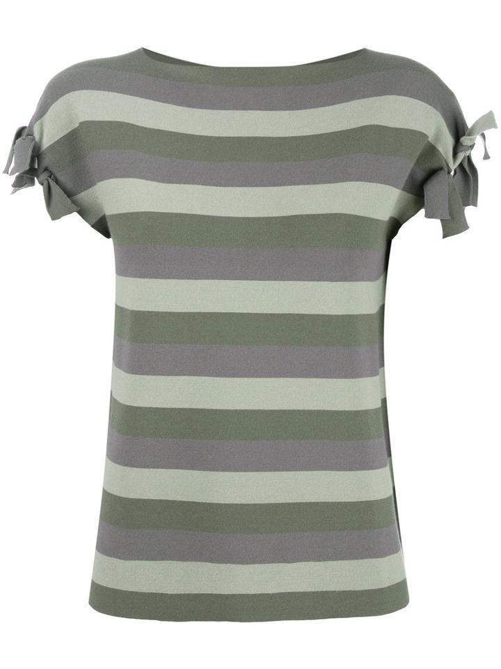 Emporio Armani Striped T-shirt, Women's, Size: 44, Green, Viscose/polyester