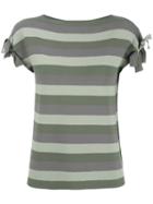 Emporio Armani Striped T-shirt, Women's, Size: 44, Green, Viscose/polyester