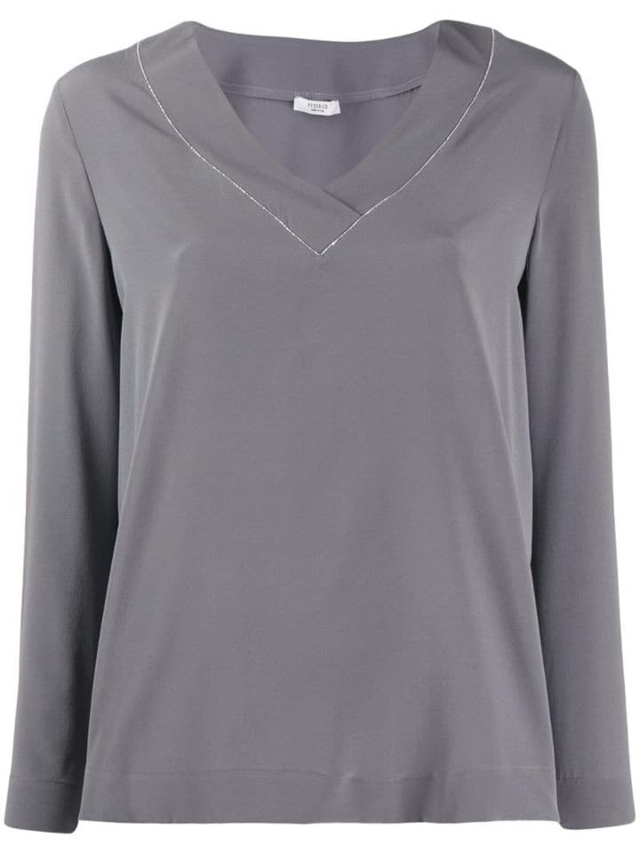 Peserico V-neck Blouse - Grey