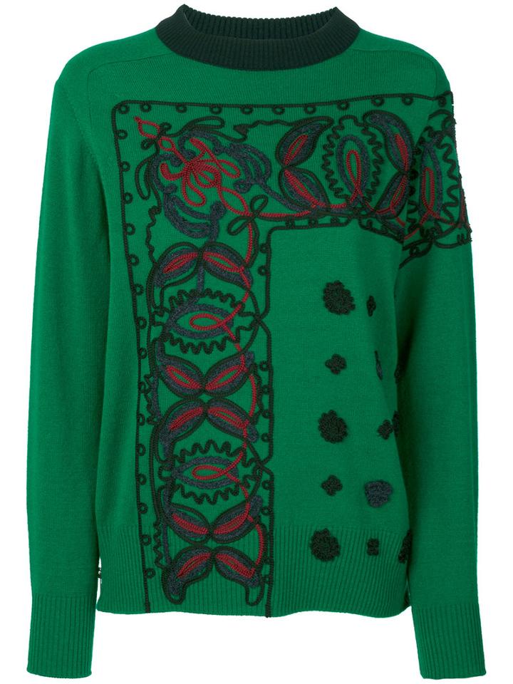 Sacai - Braided Knit Sweater - Women - Wool - Ii, Green, Wool