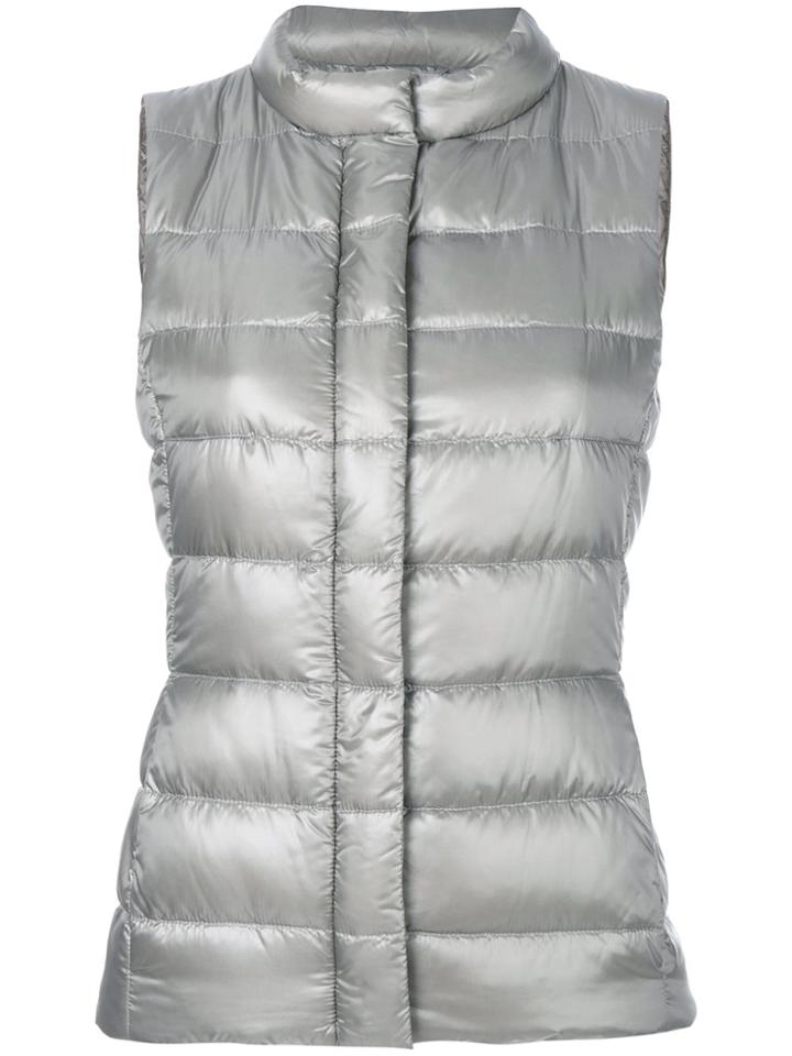Herno Mandarin Neck Metallic Gilet - Grey