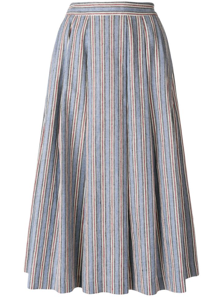Alberto Biani Striped Full Skirt - Blue