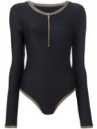 Heidi Klein Long Sleeved Swimsuit, Women's, Size: Large, Black, Polyamide/spandex/elastane