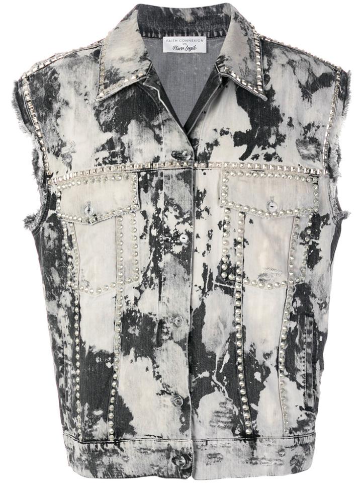 Faith Connexion Embellished Graffiti Jacket - Grey