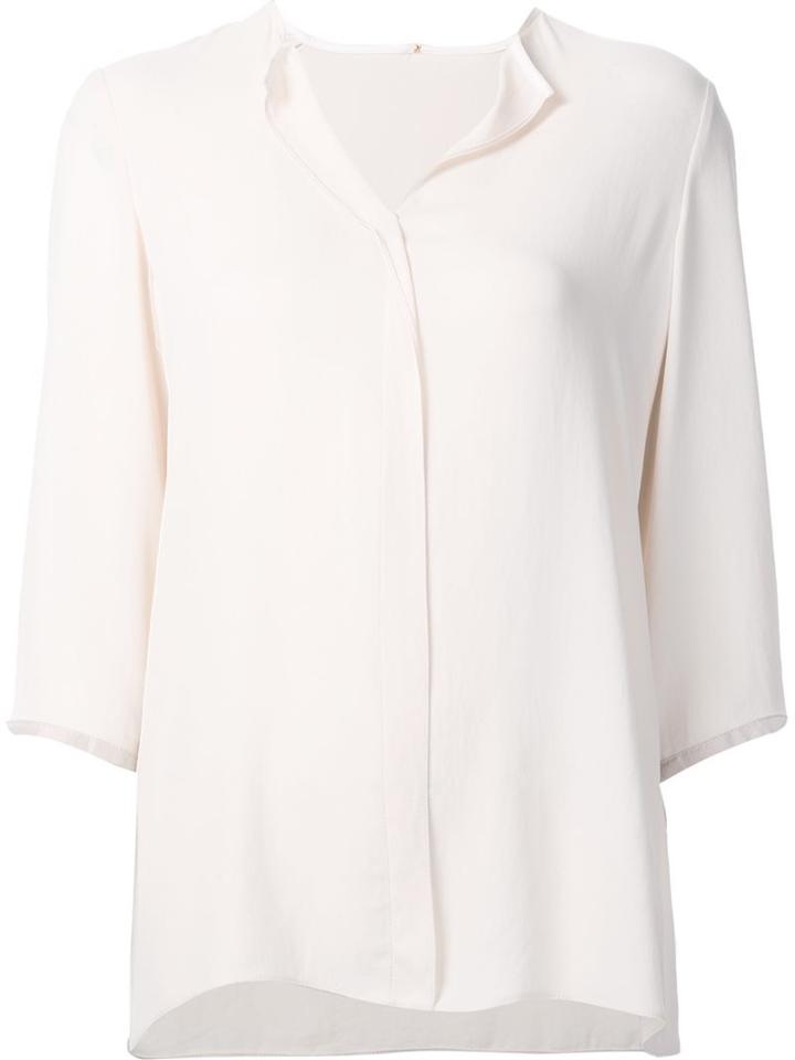 Peter Cohen Spread Collar Blouse, Women's, Size: Medium, White, Silk