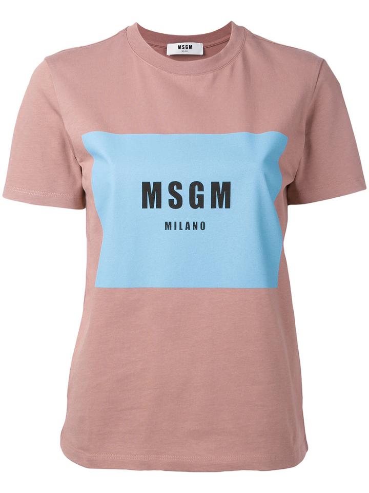 Msgm - Printed T-shirt - Women - Cotton - S, Women's, Pink/purple, Cotton