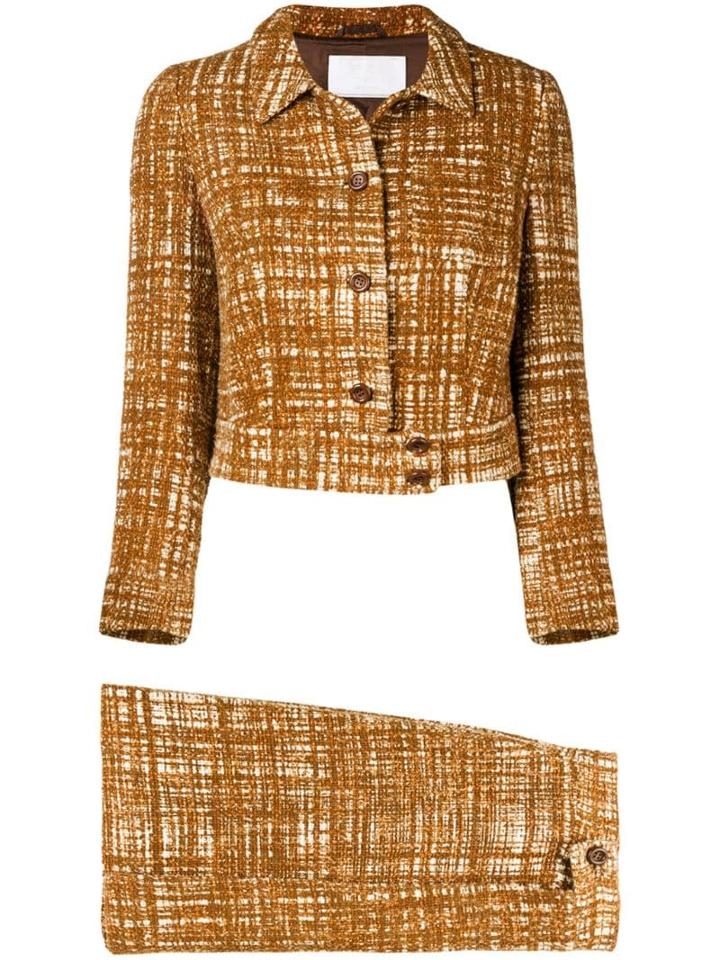 Prada Pre-owned 2000's Tweed Skirt Suit - Brown