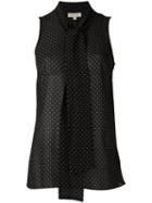 Michael Michael Kors Polka Dot Print Blouse, Women's, Size: 8, Black, Polyester