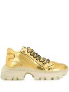 Miu Miu Metallic Leather Sneakers - Gold