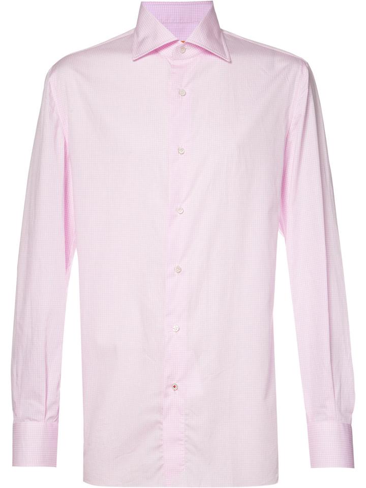 Isaia Pointed Collar Dress Shirt, Men's, Size: 16, Pink/purple, Cotton