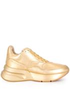 Alexander Mcqueen Metallic Extended Sole Sneakers - Gold