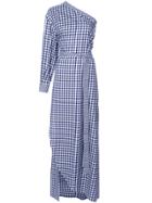 Rosetta Getty Checked One Shoulder Dress - Blue