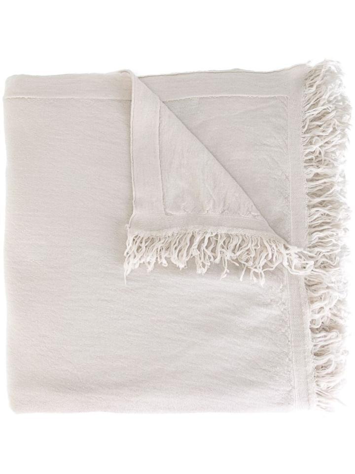 Rick Owens Fringed Scarf, Women's, Nude/neutrals, Virgin Wool