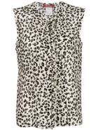 Max Mara Studio Leopard Print Ruffled Blouse - Neutrals