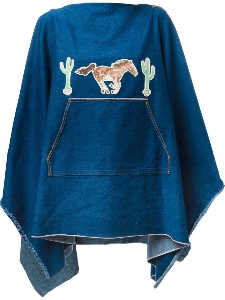 Ermanno Gallamini Denim Poncho, Women's, Blue, Cotton