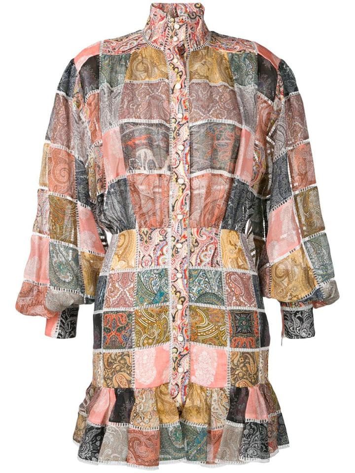 Zimmermann Paisley Patchwork Mini Dress - Pink