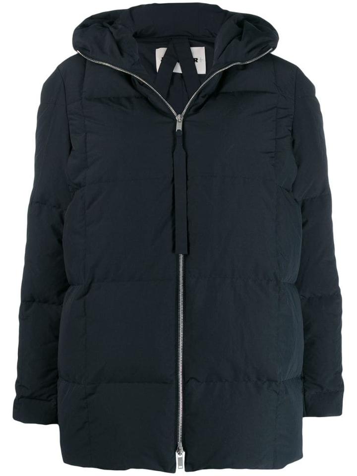 Jil Sander Hooded Zipped Puffer Jacket - Blue