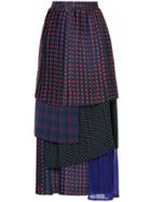Facetasm Dotted Layered Pleated Skirt - Blue