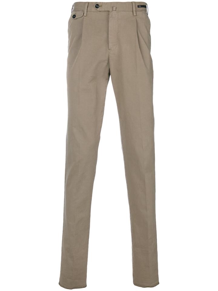 Pt01 Fitted Tailored Trousers - Nude & Neutrals