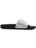 Mcq Alexander Mcqueen Logo Embossed Slide Sandals - Metallic