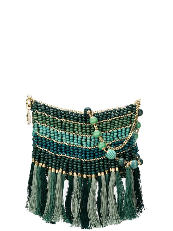 Rosantica Beaded Tassel Crossbody Bag - Green