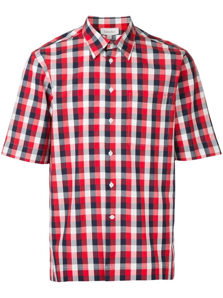 Ck Calvin Klein Mixed Gingham Short Sleeve Shirt - Red