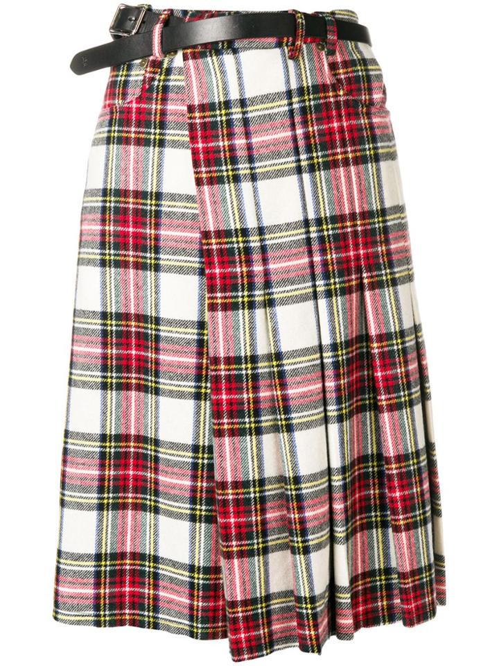 R13 Tartan Wrap Skirt - White