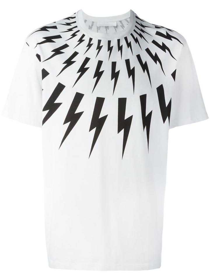 Neil Barrett Lightning Bolt T-shirt, Men's, Size: Medium, White, Cotton