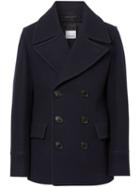 Burberry Wool Blend Pea Coat - Blue
