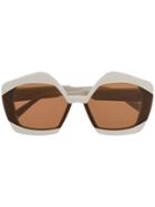 Marni Eyewear Oversized Frame Sunglasses - White