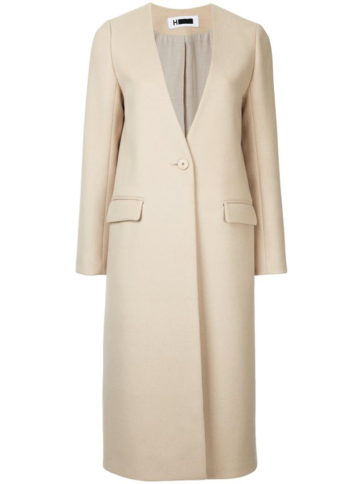 H Beauty & Youth Long Collarless Coat - Nude & Neutrals