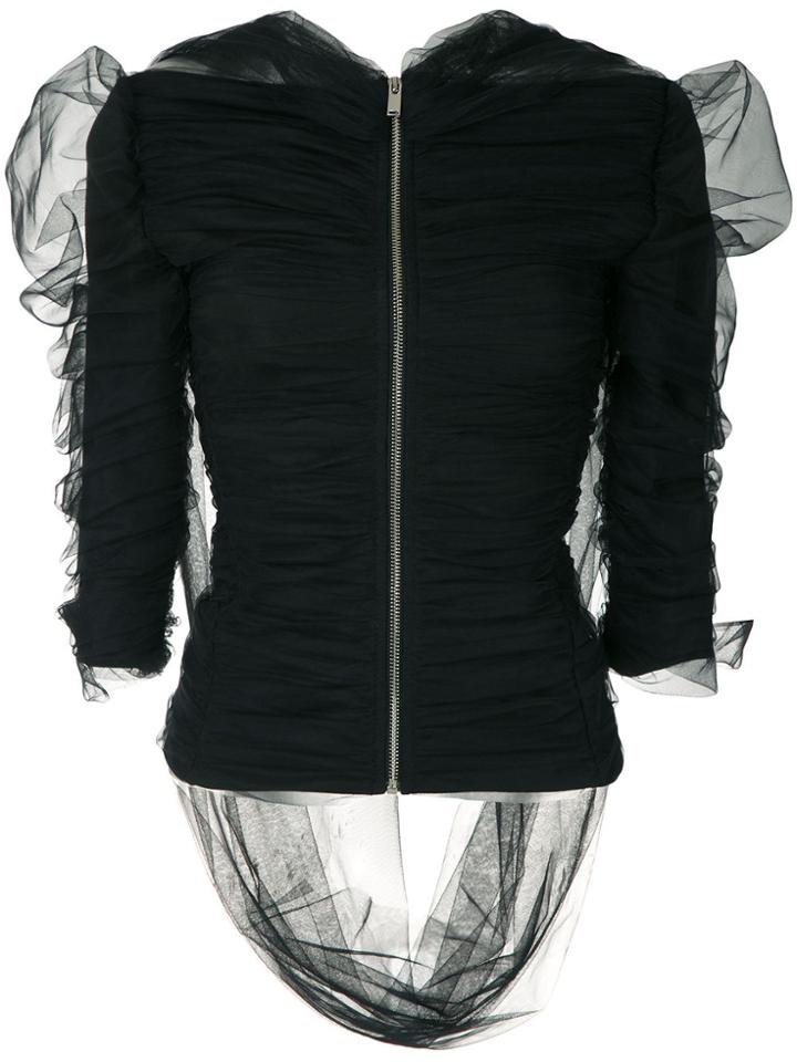 Gloria Coelho Draped Tulle Blouse - Black