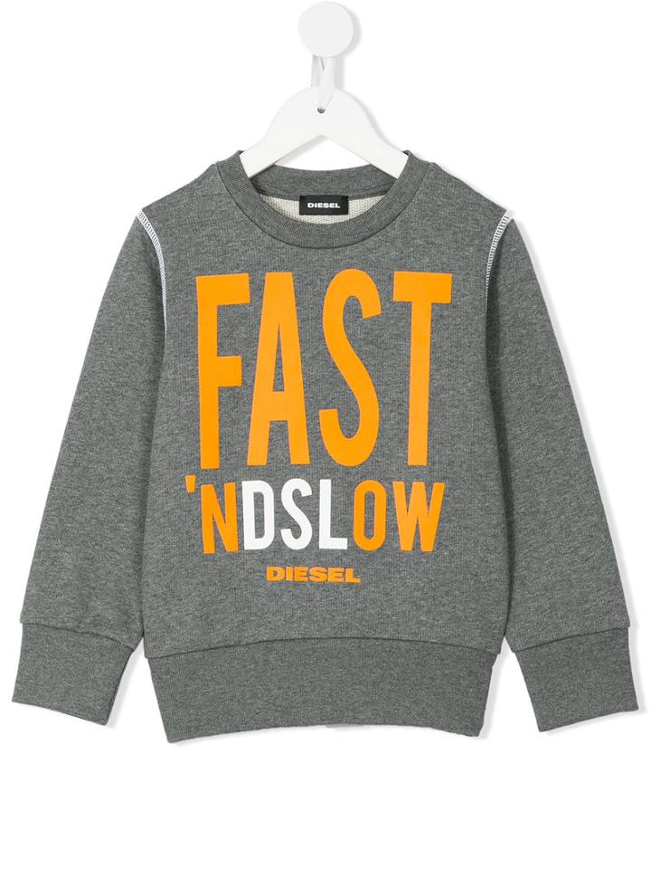 Diesel Kids - Printed Sweatshirt - Kids - Cotton - 3 Yrs, Grey
