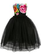 Carolina Herrera Strapless Floral-embroidered Dress - Black