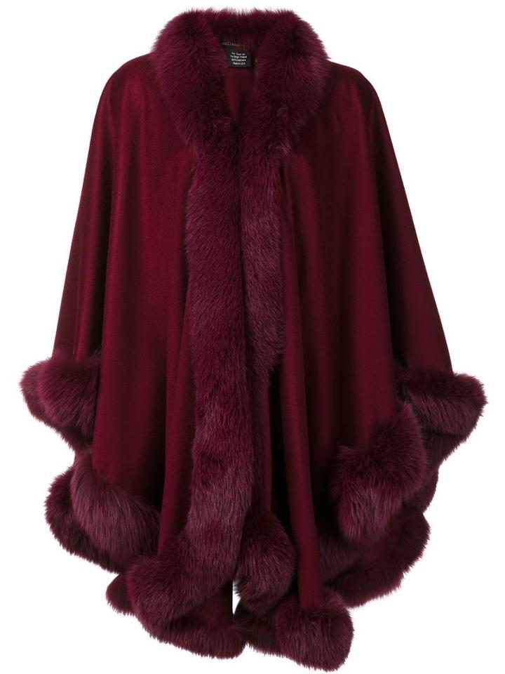 Sofia Cashmere Trim Detail Oversized Coat, Women's, Red, Cashmere/fox Fur