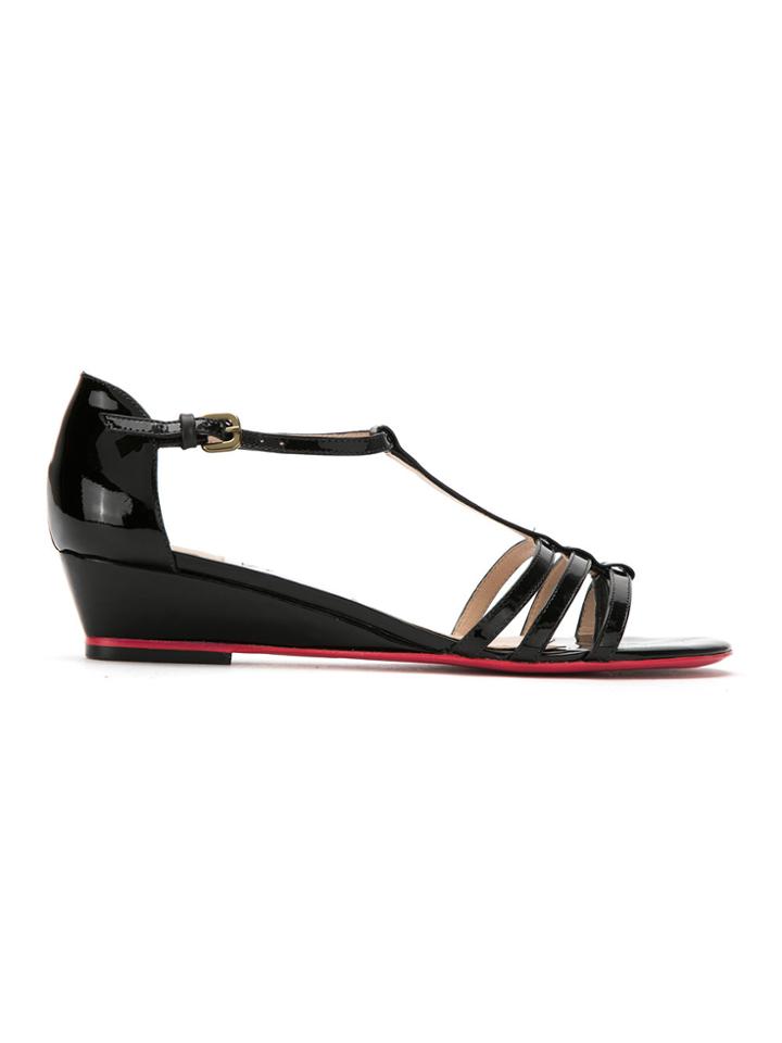 Zeferino Patent Leather Sandals - Black