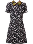 No21 Floral Embroidered Flared Dress - Black