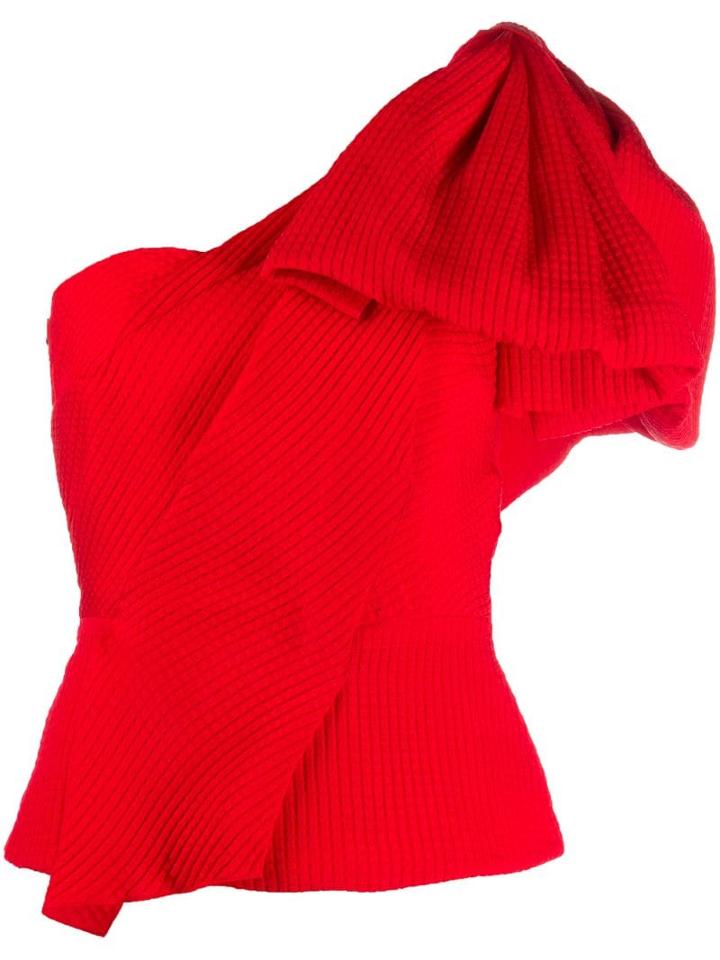 Roland Mouret Asymmetric Ruffle Sleeve Top - Red
