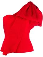 Roland Mouret Asymmetric Ruffle Sleeve Top - Red