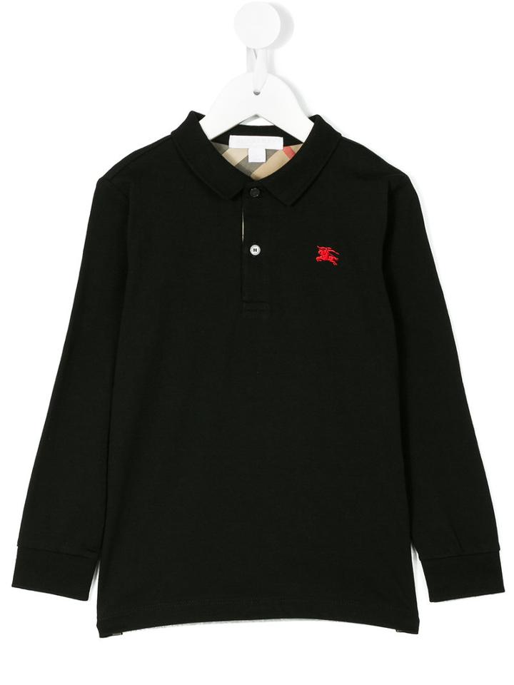 Burberry Kids - Long Sleeve Polo Shirt - Kids - Cotton - 4 Yrs, Black