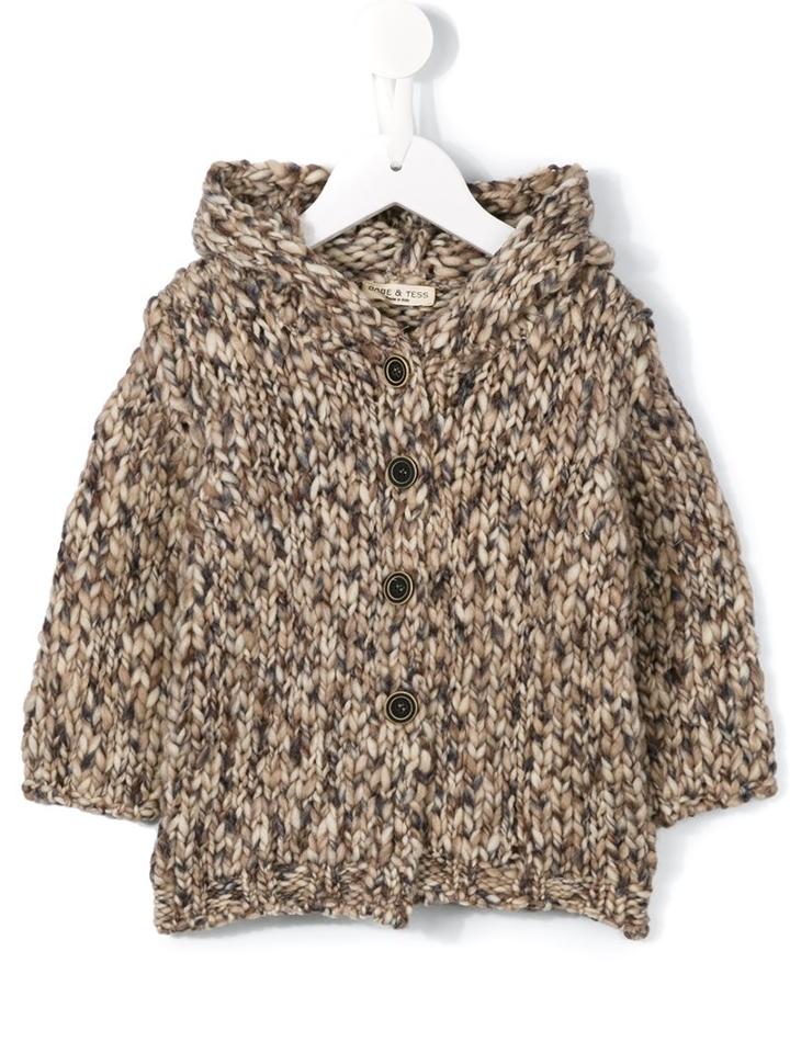 Babe And Tess - Chunky Knit Hooded Cardigan - Kids - Wool - 12 Mth, Grey
